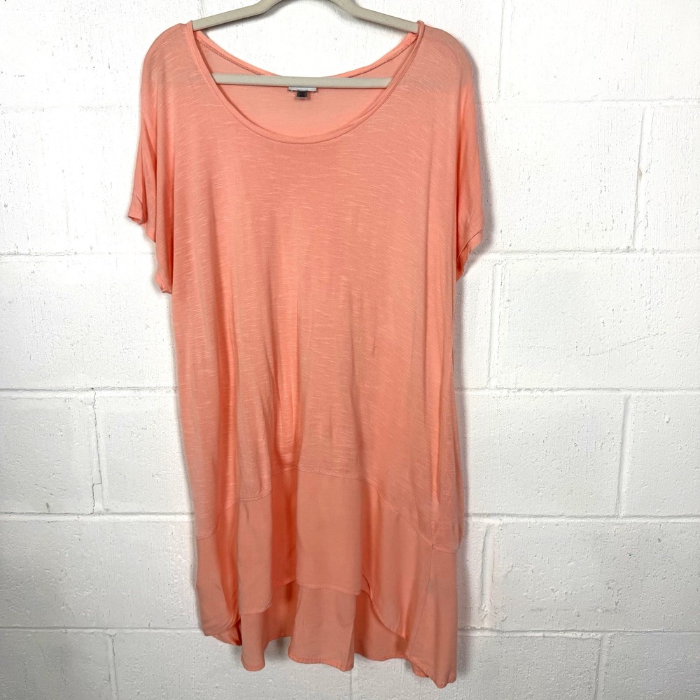 Avenue Tunic/Dress‎ Peach Stretch Drapey Hi-Lo Lightweight Flowy Lagenlook 18/20